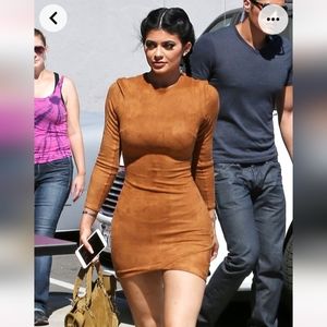 Mistress Rocks Gunsmoke Tan Faux Suade Mini Dress